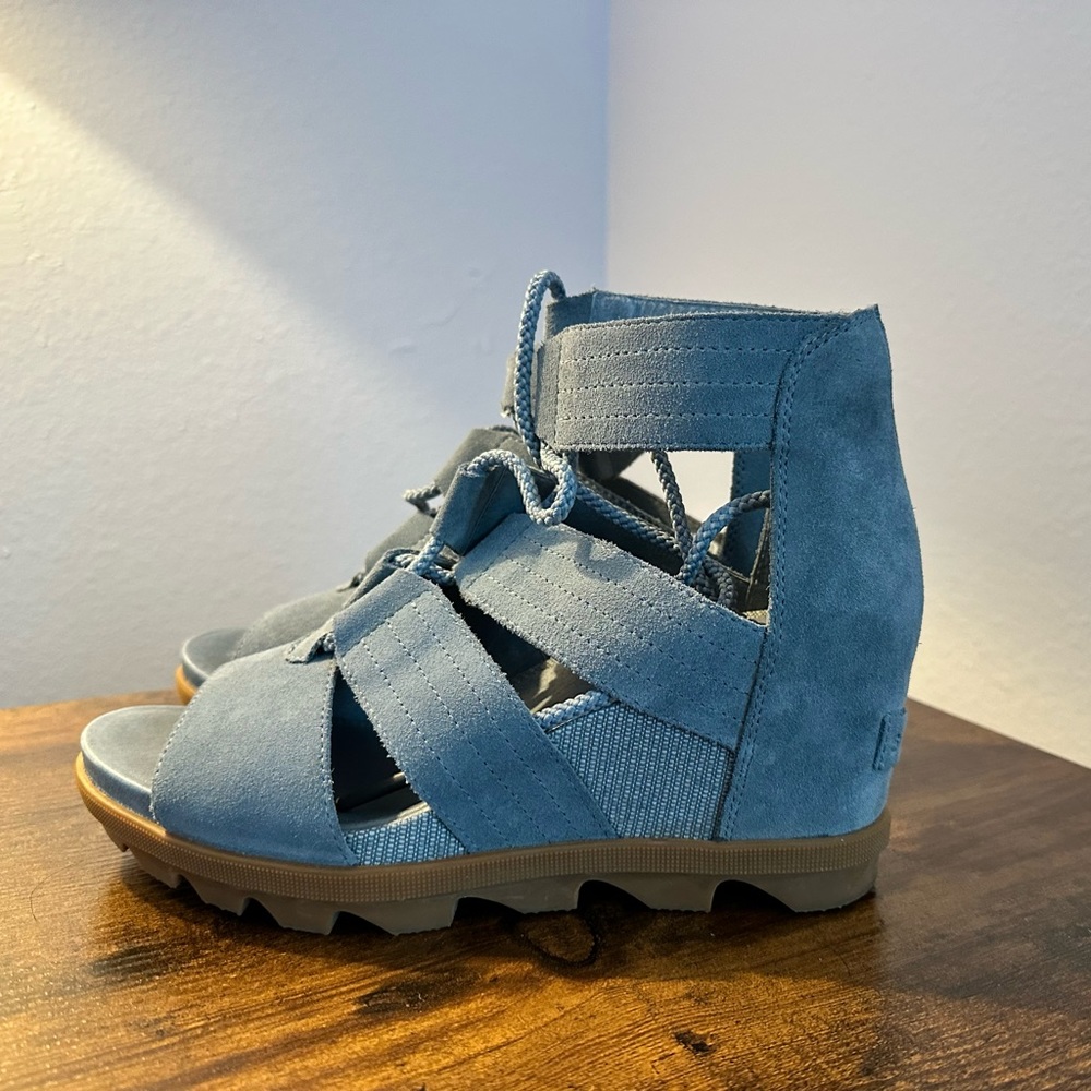 Womens Sorel Joanie II Lace Webbing Open Toe Cut Out Wedge Heel Sandals